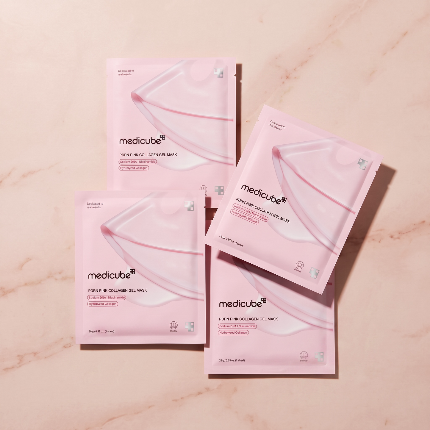 KIT 4 Máscaras PDRN — MEDICUBE Pink Collagen Gel Mask (4 unidades)